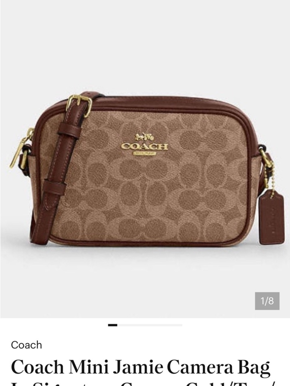 Coach Signature Mini Canvas Jamie Crossbody Bag - Brown/Chestnut - Picture 8 of 9